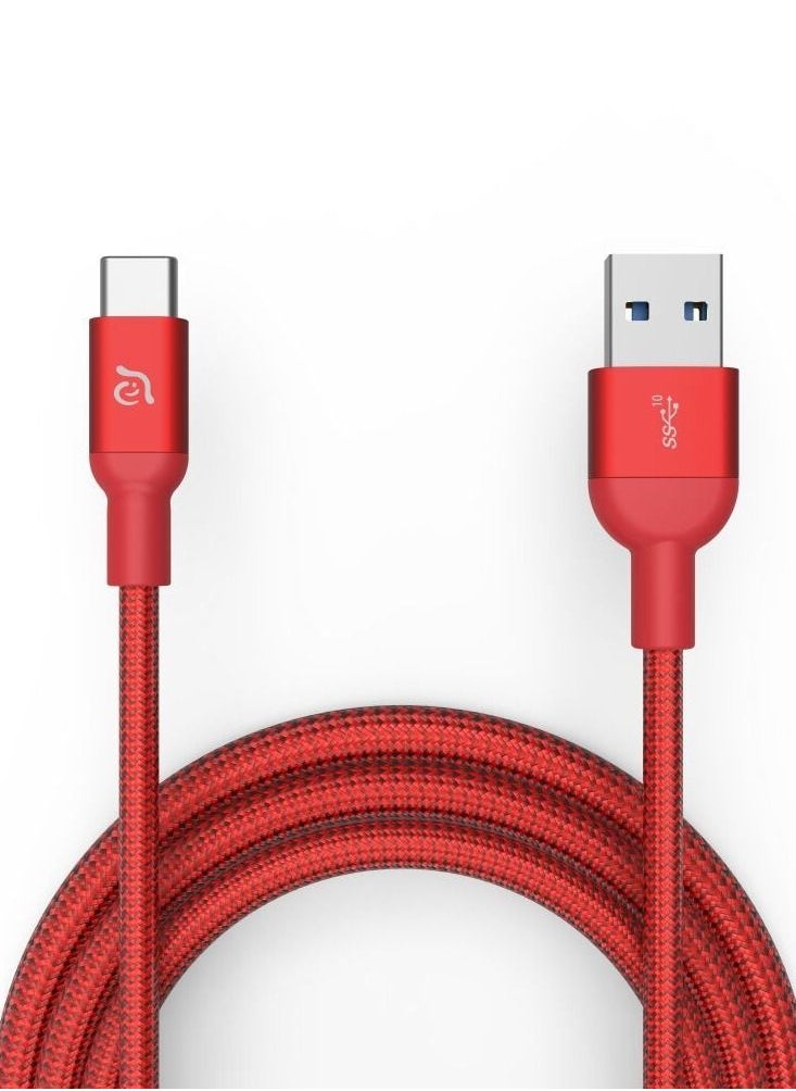 ADAM ELEMENTS - ADAM ELEMENTS CASA M100 USB Type C Male to USB 3.0 Male Cable Metal Braid Red - Image 1