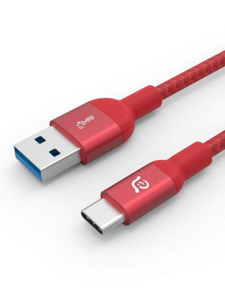 ADAM ELEMENTS - ADAM ELEMENTS CASA M100 USB Type C Male to USB 3.0 Male Cable Metal Braid Red - Image 1