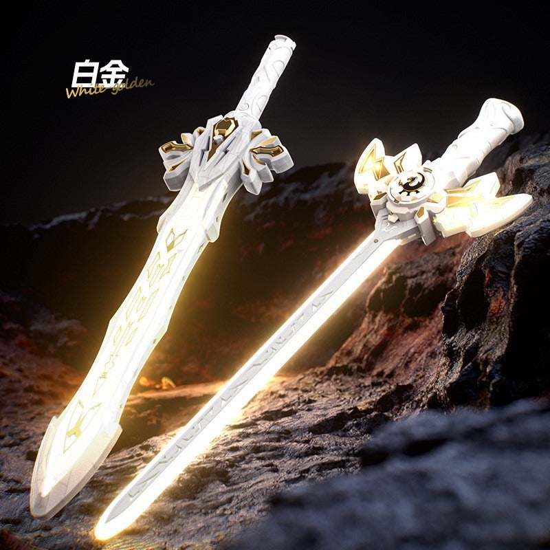 AL Flint Sword Dual-Blade Toy with Colorful Lights, Sound Effects, and Spray Action for Kids - Thor's Holy Sword Platinum Edition Dual Swords + Multi-Form - Image 1