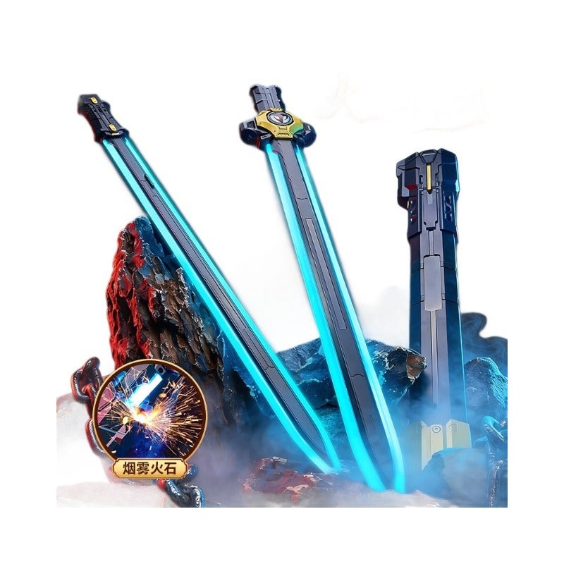 AL Flint Sword Dual-Blade Toy with Colorful Lights, Sound Effects, and Spray Action for Kids - Thor's Holy Sword Platinum Edition Dual Swords + Multi-Form - Image 5