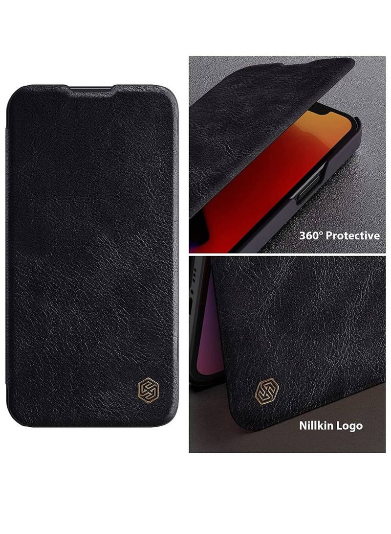 Nillkin Qin Pro Flip Leather Wallet With Card Holder And Slide Camera Protection Case Cover For iPhone 13 Pro Max Black - Image 4