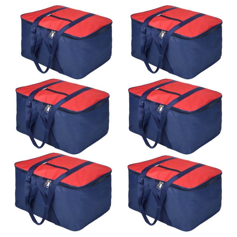 Urbane Home Urbane Home Pack of 6 UnderBed Storage Bags for Clothes Winter Wrap up Storage Cover for Bedding Blanket Bedsheet Organizer Red Blue - Image 1