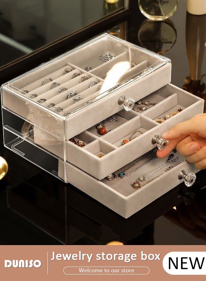 DUNISO Multi-functional Jewelry Storage Boxes And Organizers for Women Girls Velvet Flannelette Earrings Rings Necklace Bracelets Jewelry Tray Storage Case - Image 1