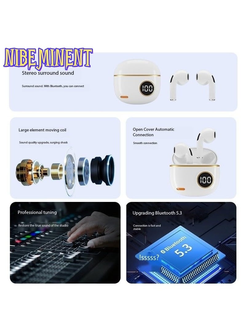 NIBEMINENT S190 Wireless Earbuds Bluetooth 5.3 Headphones Noise Canceling Microphone LED Display in-Ear Headphones IP7 Waterproof 30 Hours Playtime Suitable for Sports and Running  - Image 2