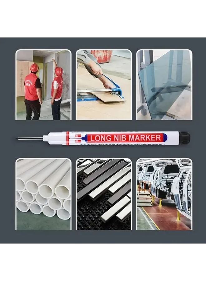 15pcs Long Nib Marking Pens Oil Based Carpenter Markers Multi Color For Deep Hole Woodworking - Image 4