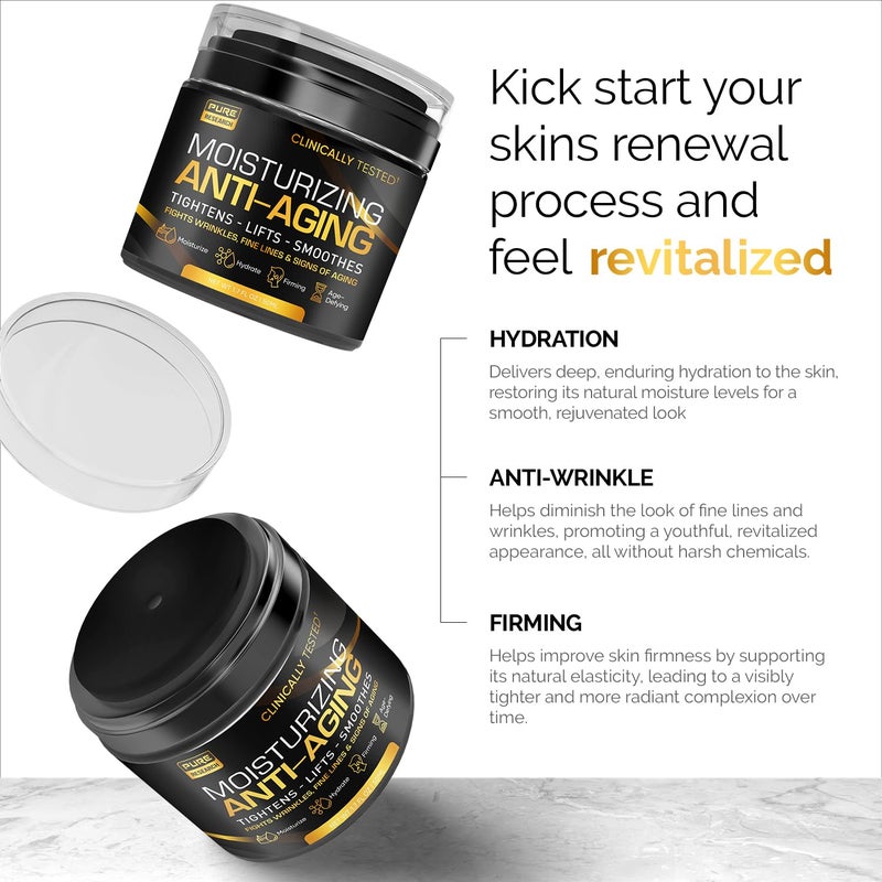 PURE RESEARCH Men's Face Cream Moisturizer - Anti-Aging Cream For Men, Collagen, Retinol & Hyaluronic Acid - Day & Night - Facial Skin Care- Anti Wrinkle 1.7 oz - Image 5