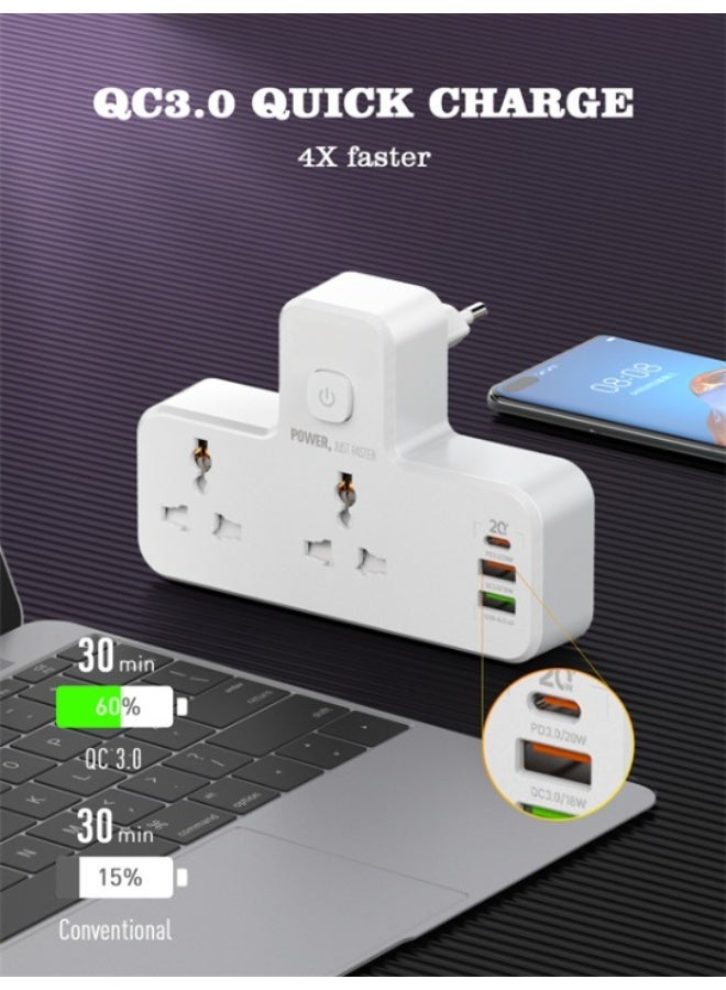ريبنيو مقابس تمديد متعددة المقابس مع منفذي USB مع منفذ PD أبيض 155 × 105 × 73 مم - Image 3