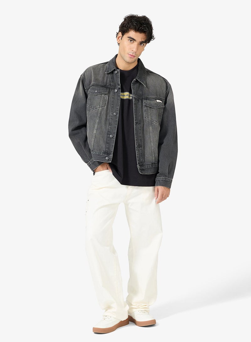 جس تيشيرت فضفاض بياقة دائرية كاجوال - Image 4