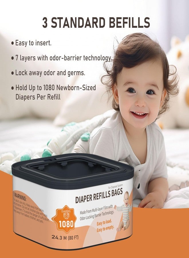 Lisyee Jumbo+ Square Refills Disposal Bags Refill Compatible with Diaper Genie Compact, Classic and Select Pails, Hold Up to 1080 Newborn-Sized Diapers Per Refill, 3 Pack - Image 4