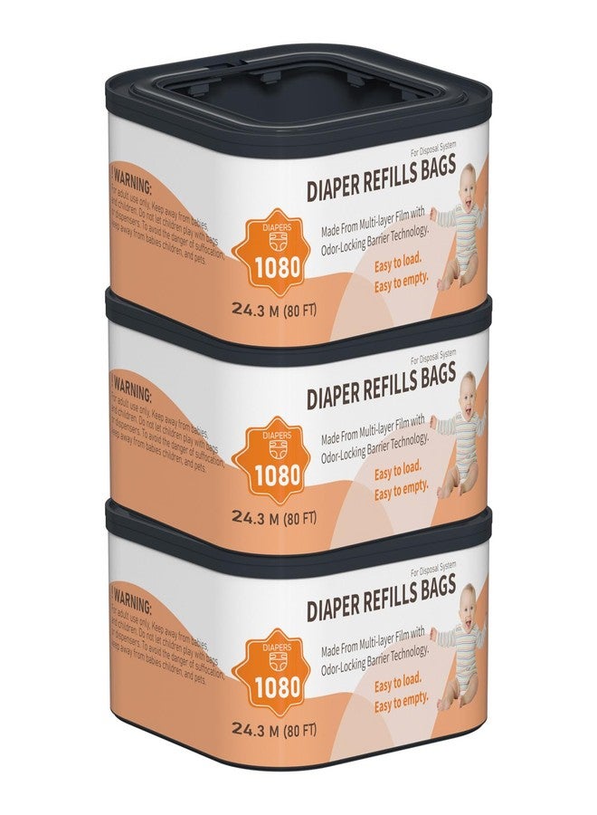 Lisyee Jumbo+ Square Refills Disposal Bags Refill Compatible with Diaper Genie Compact, Classic and Select Pails, Hold Up to 1080 Newborn-Sized Diapers Per Refill, 3 Pack - Image 1