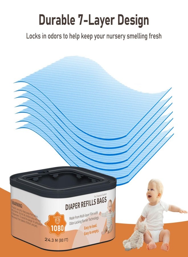 Lisyee Jumbo+ Square Refills Disposal Bags Refill Compatible with Diaper Genie Compact, Classic and Select Pails, Hold Up to 1080 Newborn-Sized Diapers Per Refill, 3 Pack - Image 3