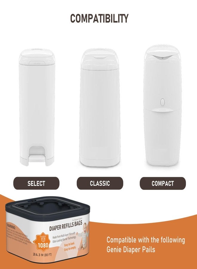 Lisyee Jumbo+ Square Refills Disposal Bags Refill Compatible with Diaper Genie Compact, Classic and Select Pails, Hold Up to 1080 Newborn-Sized Diapers Per Refill, 3 Pack - Image 2