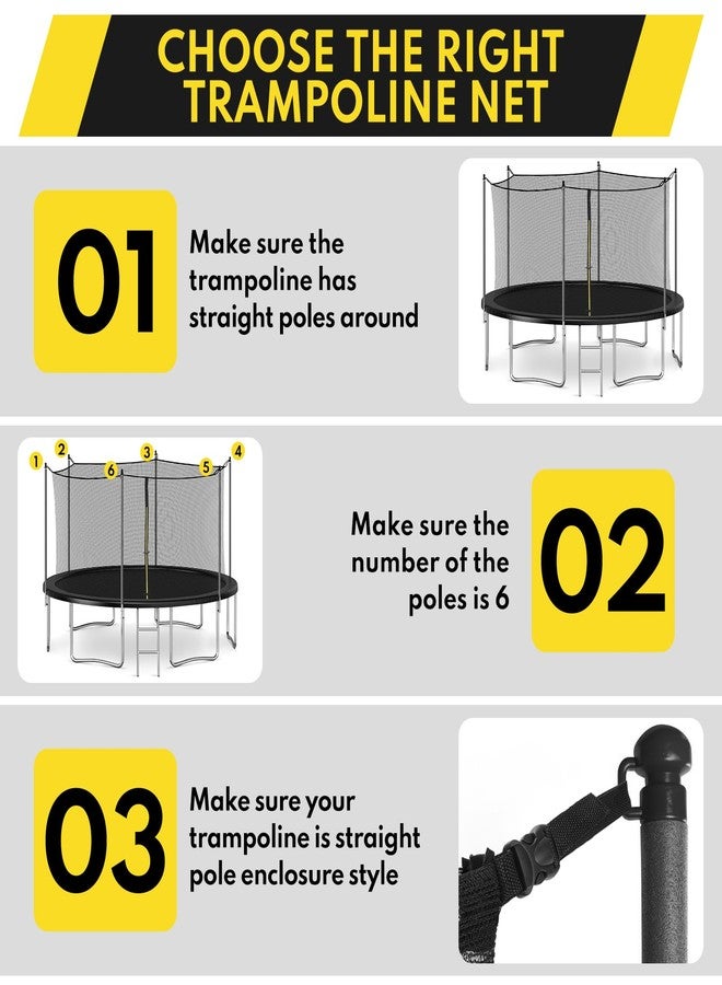 ZEMBSOYA Trampoline Safety Net, 14ft Weather-Resistant Replacement Enclosure Net for 6 Poles Round Frame, with Double-Headed Zippers and Adjustable Straps - Image 4