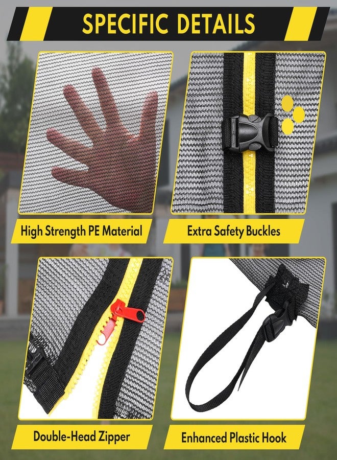 ZEMBSOYA Trampoline Safety Net, 14ft Weather-Resistant Replacement Enclosure Net for 6 Poles Round Frame, with Double-Headed Zippers and Adjustable Straps - Image 2