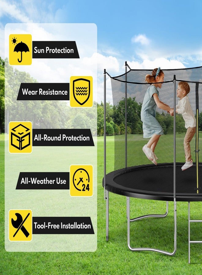 ZEMBSOYA Trampoline Safety Net, 14ft Weather-Resistant Replacement Enclosure Net for 6 Poles Round Frame, with Double-Headed Zippers and Adjustable Straps - Image 3