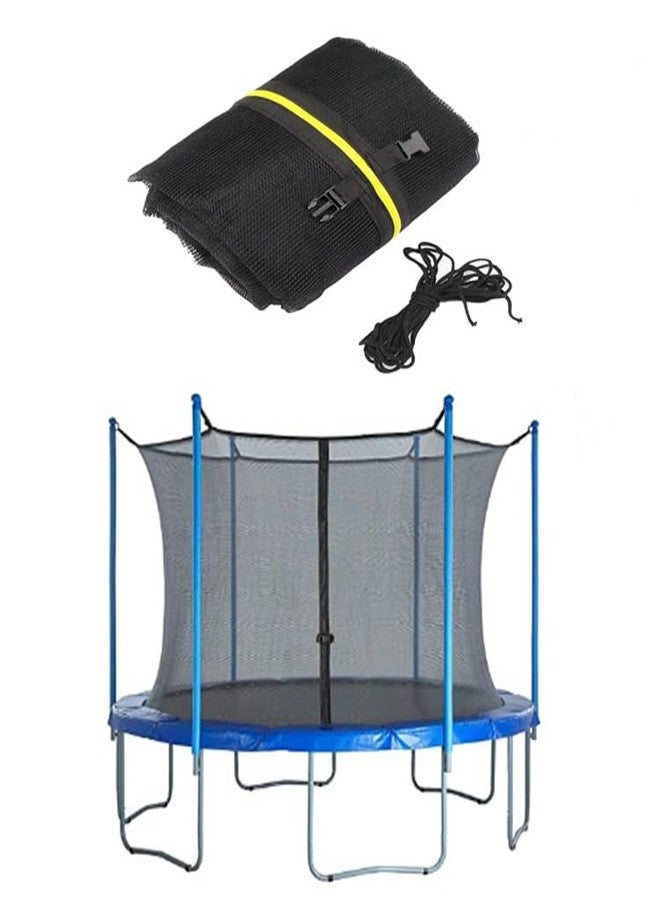 ZEMBSOYA Trampoline Safety Net, 14ft Weather-Resistant Replacement Enclosure Net for 6 Poles Round Frame, with Double-Headed Zippers and Adjustable Straps - Image 1