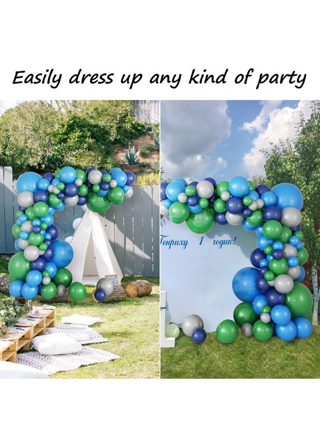 Biapian طقم إكليل بالونات أزرق وخضراء، أخضر داكن، أزرق داكن، قوس بالونات أزرق داكن مع شريط لحفلة صبي وفتاة ذات طابع الغابة، عيد ميلاد، حفل استقبال مولود، حفل زفاف، تخرج، ذكرى سنوية، ديكورات خلفية - Image 5