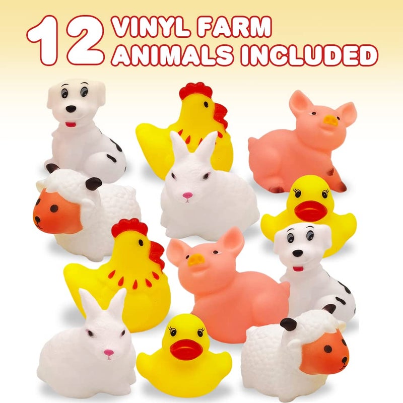 ArtCreativity Vinyl Farm Animals, Pack of 12 Assorted Squeezable Toys, Farm Birthday Party Favors for Kids, Fun Bath Tub and Pool Toys for Children, Educational Learning Aids for Boys and Girls - Image 2