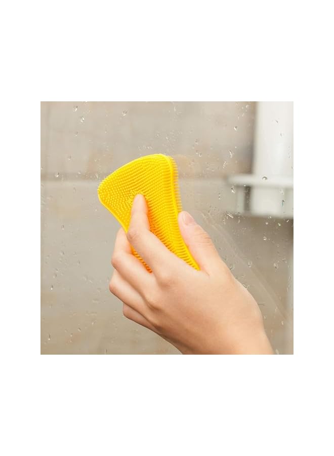 promass 3 Pack Gentle and Hygienic Kitchen Silicone Sponge for Non-Scratch Dish Washing, Cleaning Miracle Market Silicone Dish Sponge - Image 4