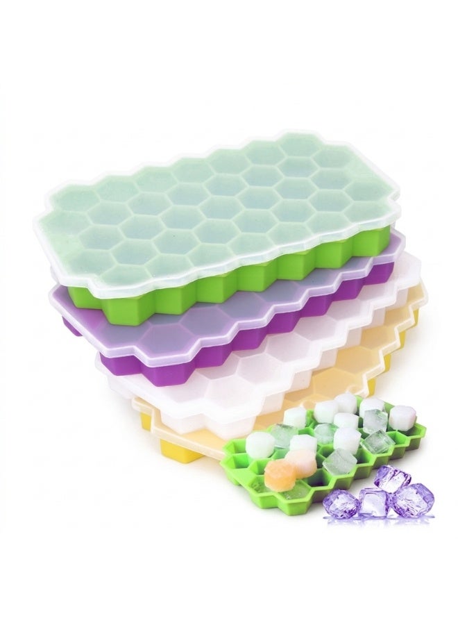 Silicone Ice Cube Trays with Lids, 4 Pack 37 Grid Easy Release Ice Trays - Image 1