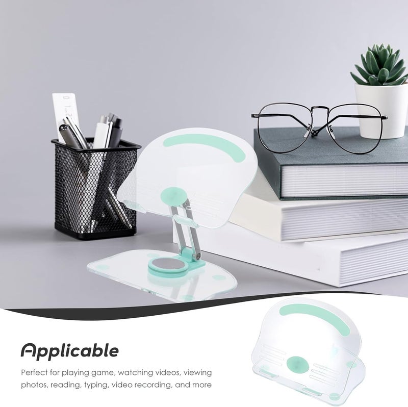 Rotating Tablet and Phone Stand for Desk Universal Foldable Acrylic Holder Compatible with Tablets and Smartphones Green Bracket for Live Streaming and Online Classes - Image 3
