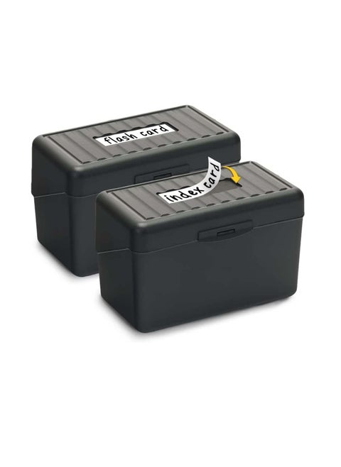 Index Card Holder 3x5, Index Card Box Organizer Case, 3x5 Flash Note Card Holder, 300 Card Capacity Box, 2 Packs Black