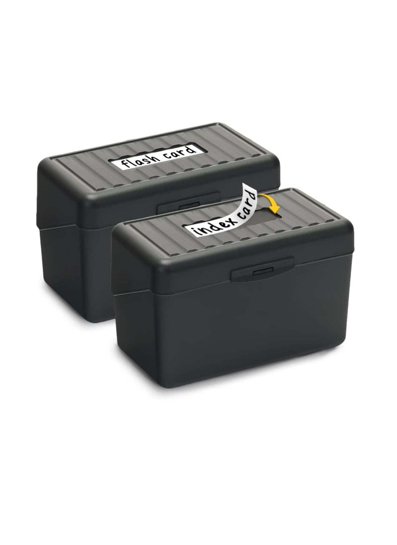 SYOSI - Index Card Holder 3x5, Index Card Box Organizer Case, 3x5 Flash Note Card Holder, 300 Card Capacity Box, 2 Packs Black - Image 1