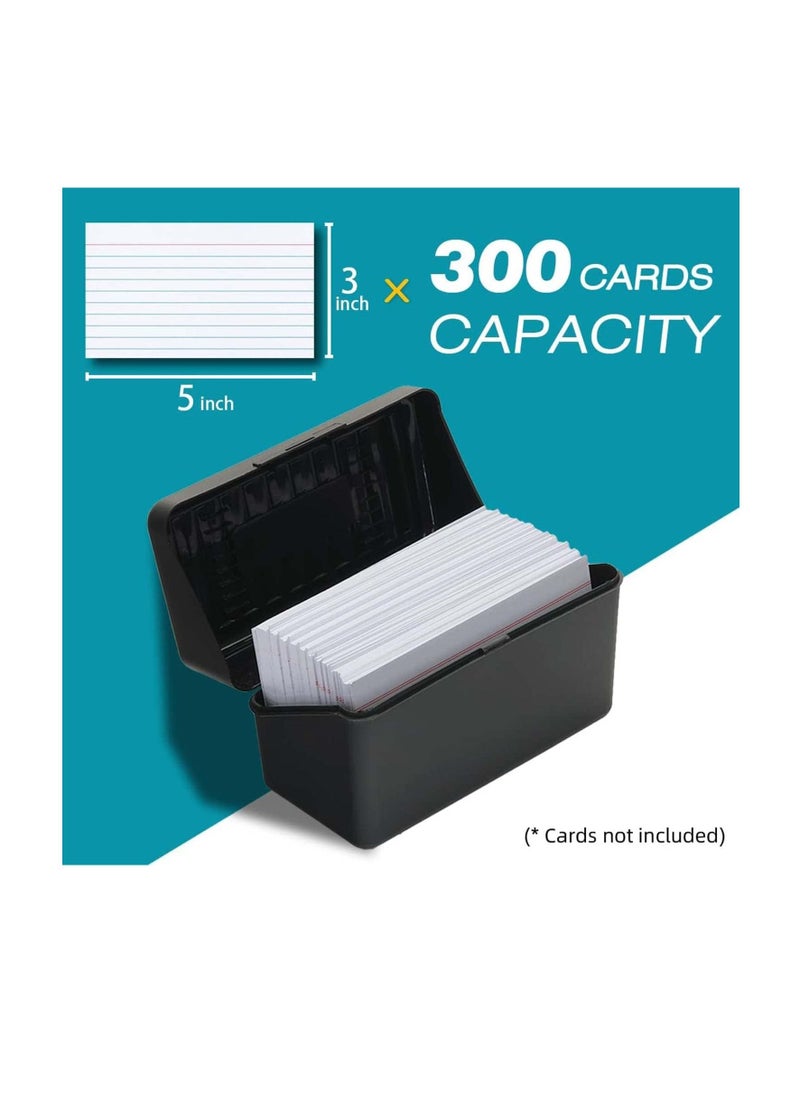 SYOSI - Index Card Holder 3x5, Index Card Box Organizer Case, 3x5 Flash Note Card Holder, 300 Card Capacity Box, 2 Packs Black - Image 1
