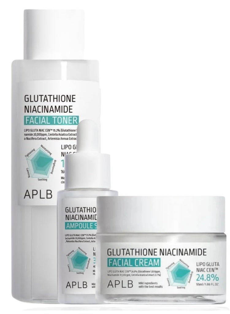APLB Dark Spots & Uneven Skin Tone Treatment – APLB Glutathione & Niacinamide Toner, Serum & Cream for Brightening & Pigmentation Care - Image 1