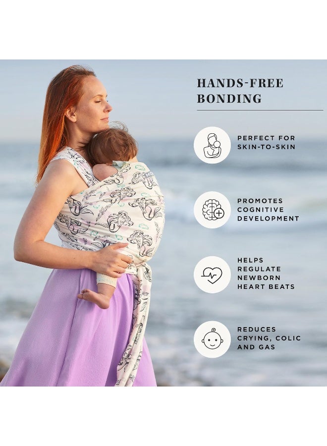 Moby Baby Wrap Carrier Featherknit for Newborns to Toddlers (8-33lbs), Infant Sling Carrier, Lightweight & Hands Free Design, Adjustable for All Body Types (Disney's Ariel in Amethyst) - Image 3