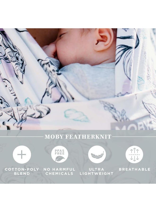 Moby Baby Wrap Carrier Featherknit for Newborns to Toddlers (8-33lbs), Infant Sling Carrier, Lightweight & Hands Free Design, Adjustable for All Body Types (Disney's Ariel in Amethyst) - Image 4