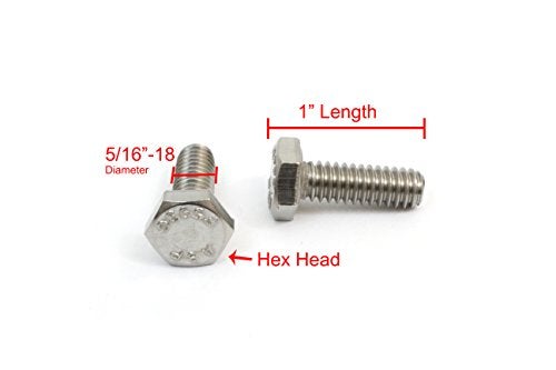 Bolt Dropper 5/16""-18 x 1 Stainless Hex Head Bolts (50 pk) - 18-8 Stainless Steel Self Tapping Sheet Metal Screws for Indoor and Outdoor Use, DIY Projects, Woodworking and More - Image 2