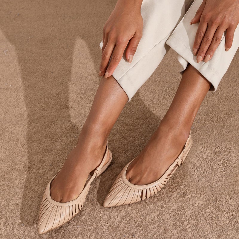 Modatope Nude Ballet Flats for Women Low Heel Pointed Sandals Dress Slingback Shoes for Women Size 7.5 - Image 2