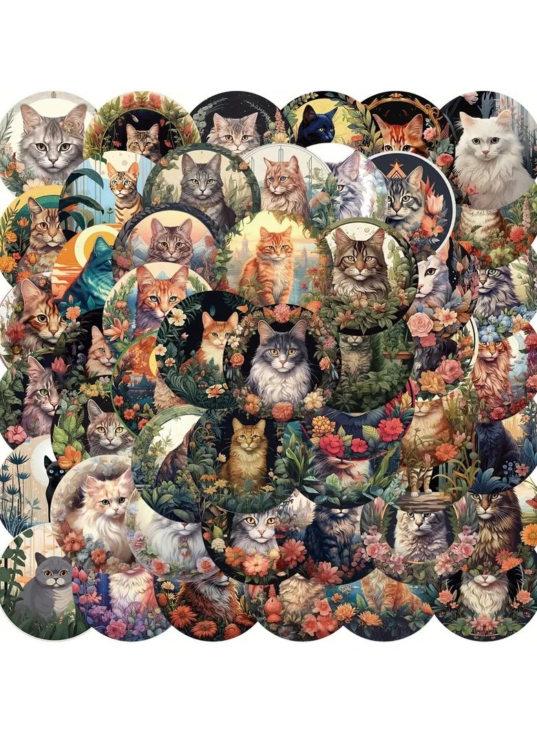 Goolsky 50PCS Cat Stickers Vinyl Waterproof Stickers For Scrapbook, Journaling, Laptop, Bumper, Skateboard, Water Bottles, Computer, Phone, Cartoon, Hard Hat, Car Stickers And Decals - Image 1