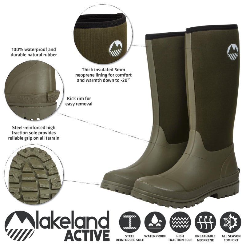 Lakeland Active Women's Rydal Neoprene Insulated Rubber Wellington Boots, Moss Green, 39 EU - Image 2