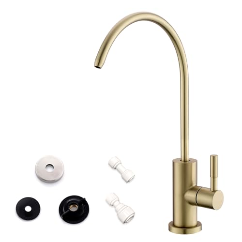 WEWE Drinking Water Faucet for Kitchen Sink, Gold Kitchen Water Filter Faucet Stainless Steel for Reverse Osmosis or Water Filtration System Beverage Non-Air Gap RO Faucet Gold Finish - Image 1