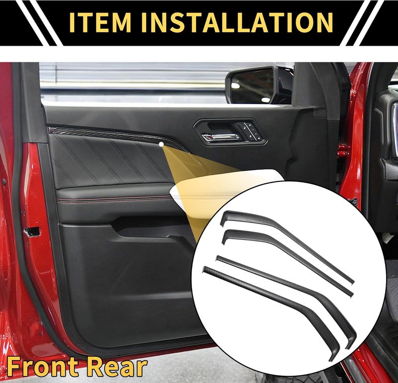 REPAIROCK Front Rear Door Panel Bezel Cover Trims for Chevrolet Colorado and GMC Canyon 2023-2024 - ABS Carbon Fiber Pattern Black - Image 2