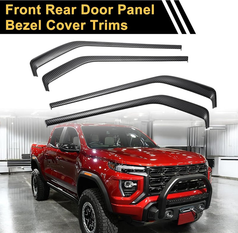 REPAIROCK Front Rear Door Panel Bezel Cover Trims for Chevrolet Colorado and GMC Canyon 2023-2024 - ABS Carbon Fiber Pattern Black - Image 3