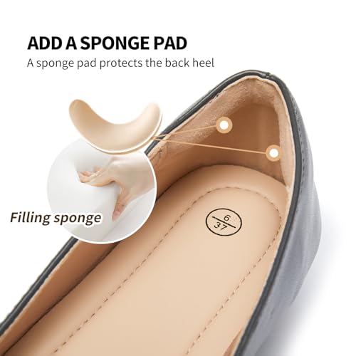 FINIWOR Loafers for Women Flats Shoes Women Pointed Toe Dress Shoes Comfortable Memory Foam Penny Loafers Slip On Shoes(Grey US6) - Image 3