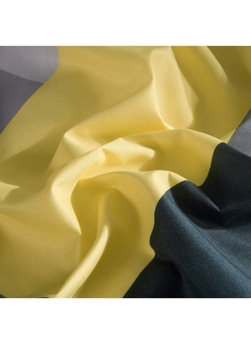 JIJI - Single Size Premium Cotton Yellow & Gray Chevron Comforter Pattern Set 6 Pcs Soft and Breathable Comforter with Deep Pocket Easy Care Fitted Sheet 4 Pillowcases - Image 1