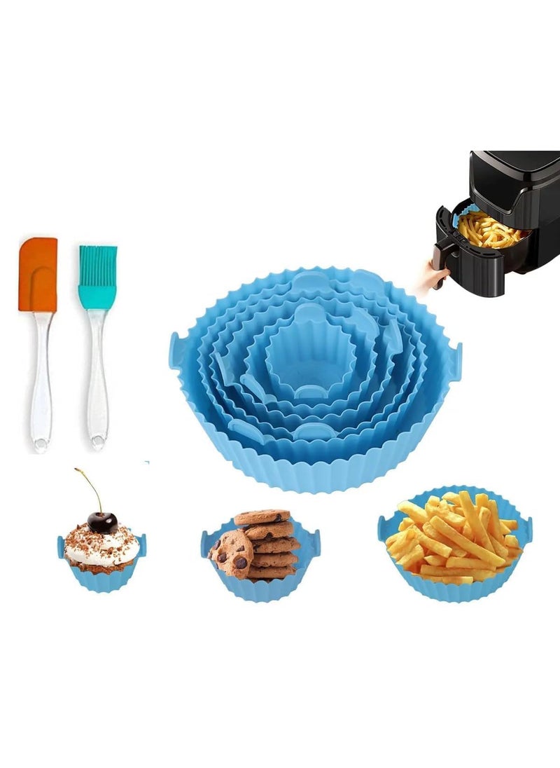 PIARA PIARA 6 Pcs of Air Fryer Liners Air Fryer Accessories Silicone BasketsPotsLiners with Oil Brush and Spatula Set for Air Frying Baking Grilling Multicolor  - Image 1