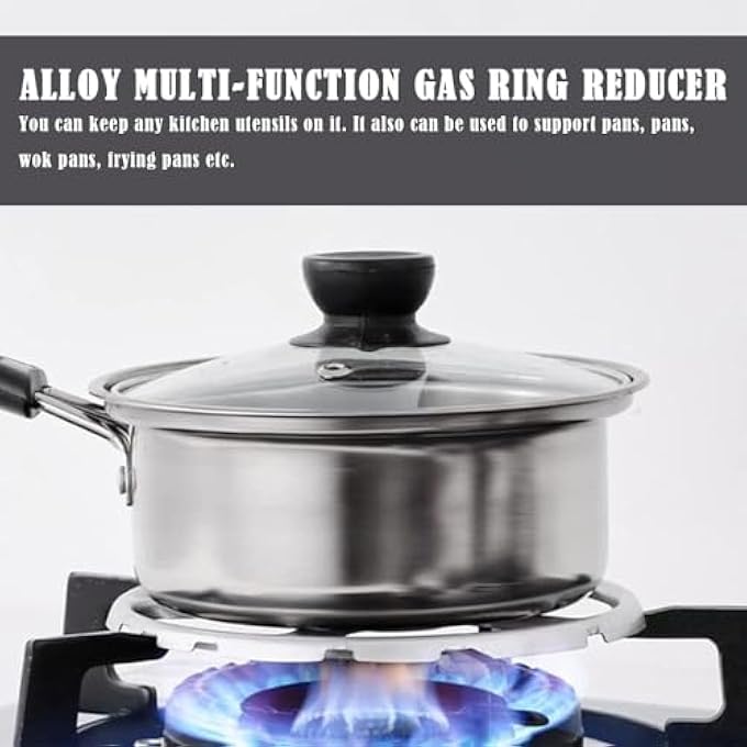 KASTWAVE 2 Pcs Alloy MultiFunction Gas Ring Reducer Universal Hob Ceramic Pan Supports Alloy MultiFunction Trivets Stove Top Gas Ring Reducer For Cooker Heat Simmer Coffee Pots - Image 3