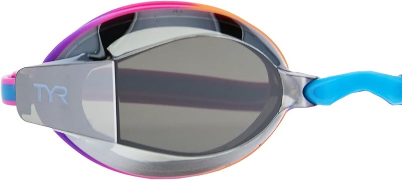 TYR Blackops 140 EV Racing Mirrored Goggles Junior Fit, Silver/Blue/Pink - Image 2