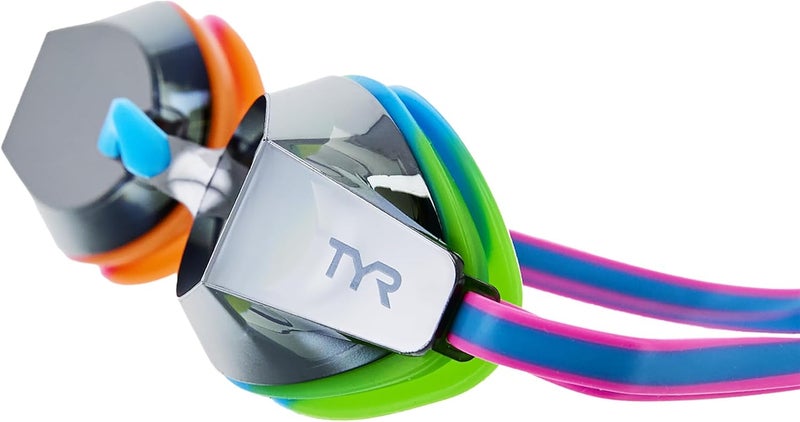 TYR Blackops 140 EV Racing Mirrored Goggles Junior Fit, Silver/Blue/Pink - Image 3