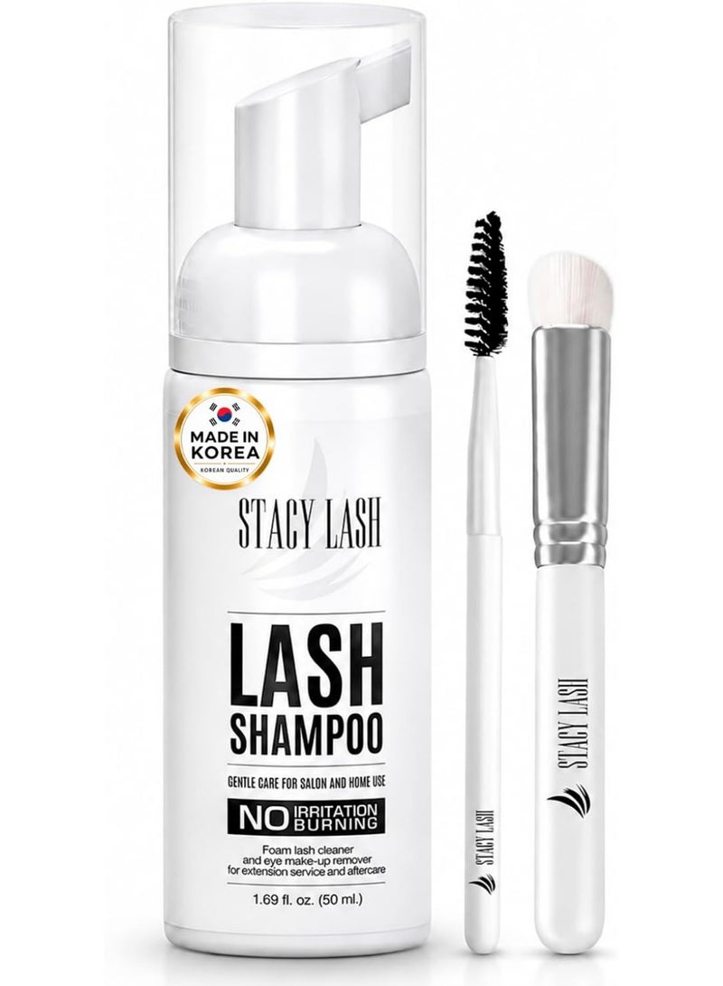 Stacy Lash Eyelash Extension Shampoo with Brush, Foaming Lash Cleanser and Eye Makeup Remover, 50 ml (1.69 fl oz) - Image 1