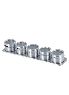 Generic 5-Piece Magnetic Condiment Spices Jar Storage Set Silver KSA ...
