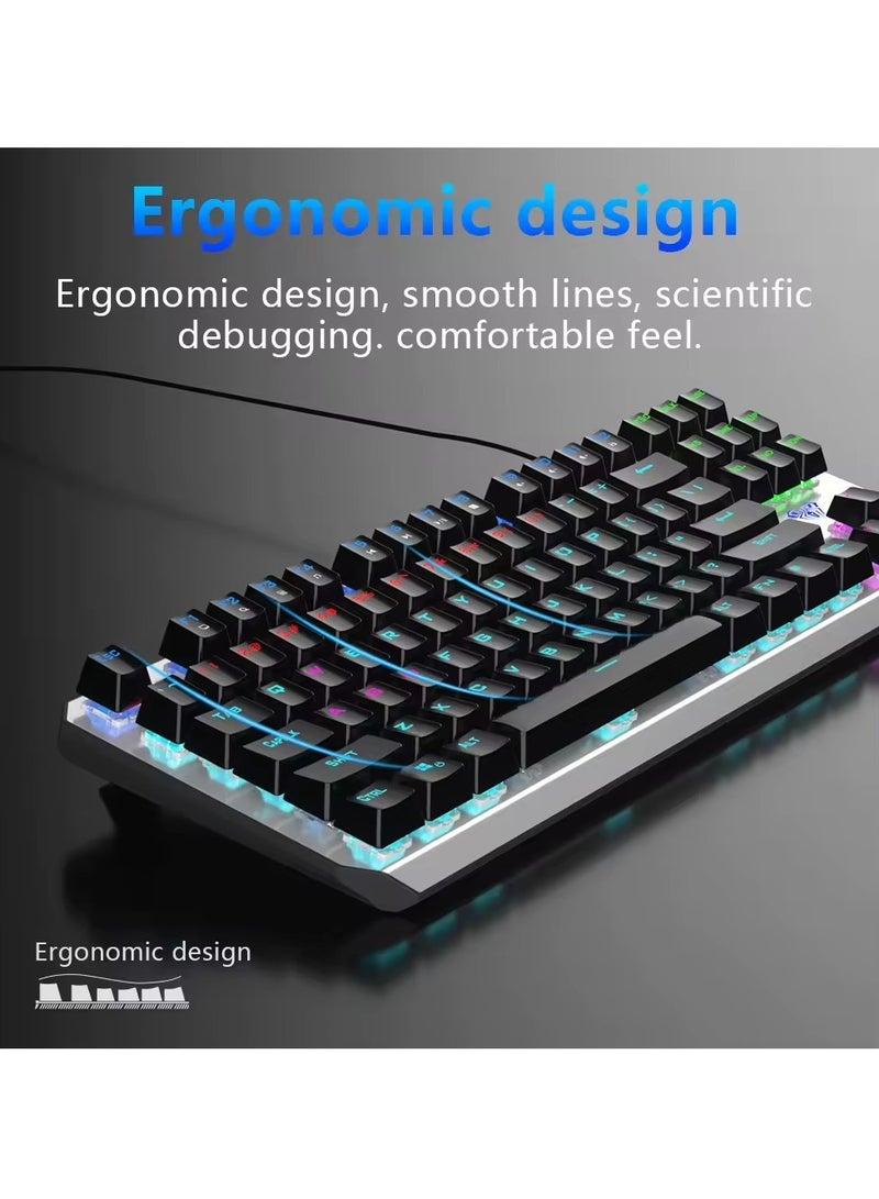 AULA WIND F3087 Mechanical Keyboard, 87 Keys, Multi-Color Backlight, Compact Design, Anti-Ghosting Keys  - Image 3