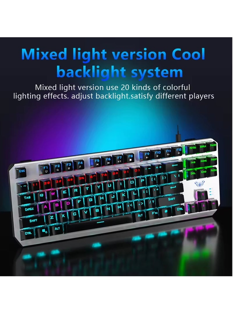 AULA WIND F3087 Mechanical Keyboard, 87 Keys, Multi-Color Backlight, Compact Design, Anti-Ghosting Keys  - Image 5
