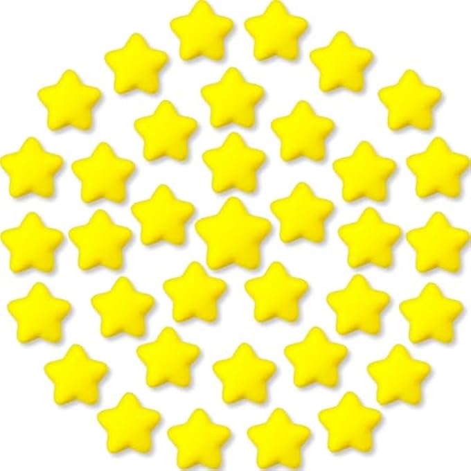 Baaxxango 36 Pcs Star Stress Balls,2.16inch Mini Foam Squeeze Balls,Yellow Anxiety Relief Star Toys for Party Bag Gift Fillers Birthday Favors Classroom Prize - Image 1