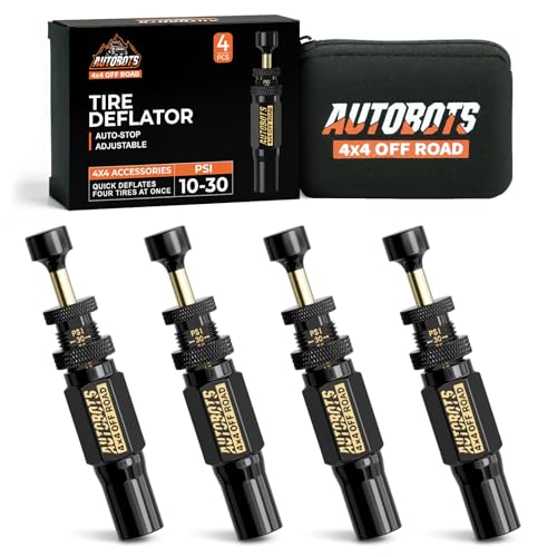 AUTOBOTS Adjustable Tire Deflator(10-30 PSI) Auto-Stop Tire Deflators Offroad Accessories 4 PCS - Automatic Tire Air Down Tool for Offroad Vehicle, Jeep, Truck or ATV - Image 1